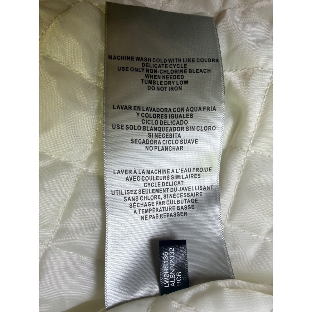 Levi's Sherpa Hooded Long Coat Women XS Cream Faux Leather Trim LW2RS136 - Picture 11 of 14